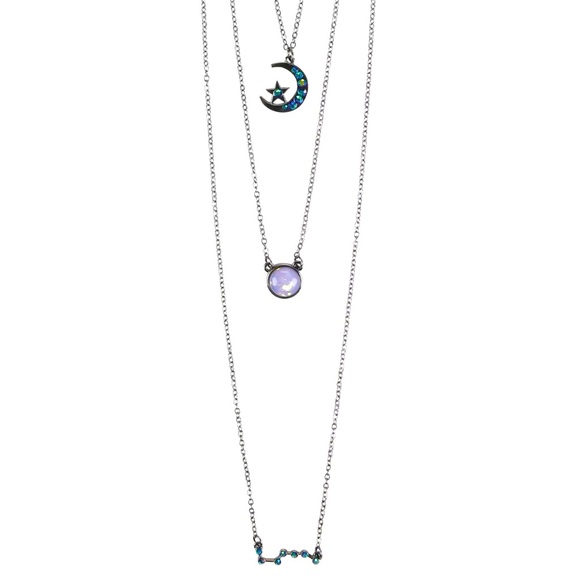 Moon, Stars, Constellation Triad Long Necklace by Hot Topic - Picture 1 of 6